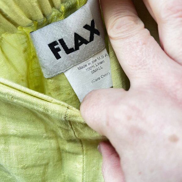 Flax Womens 100% Linen Yellow Cropped Pants Size Small Elastic Waist - Picture 2 of 4